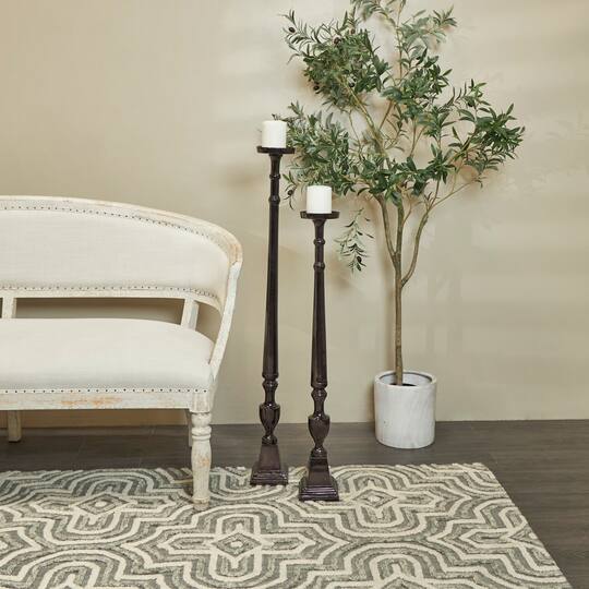 Aluminum Tall Floor Pillar Candle Holder Set